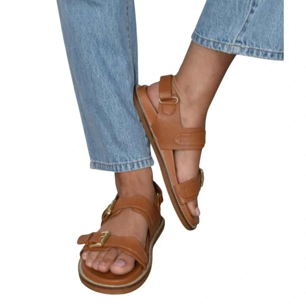 Women’s Tan Buckle Sandals